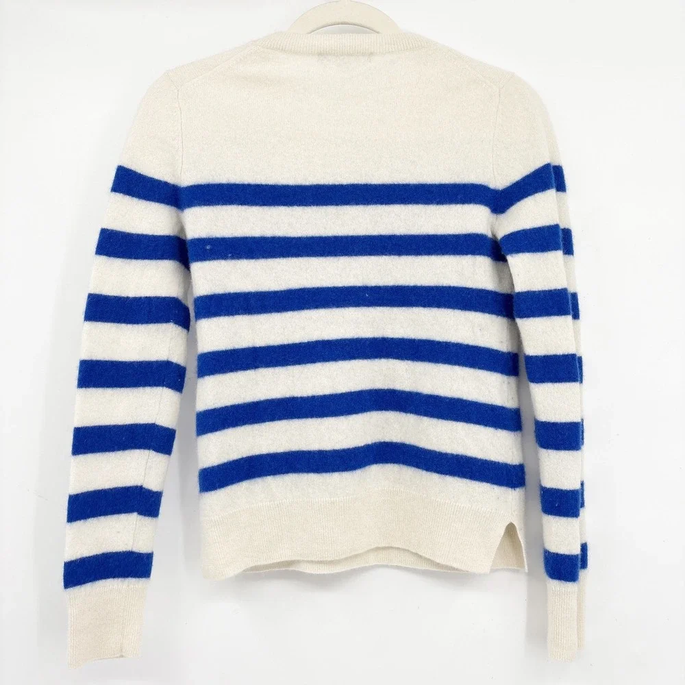 Antonio Melani Womens Blue White Striped Cashmere Parisian Chic‎ Sweater Size M
